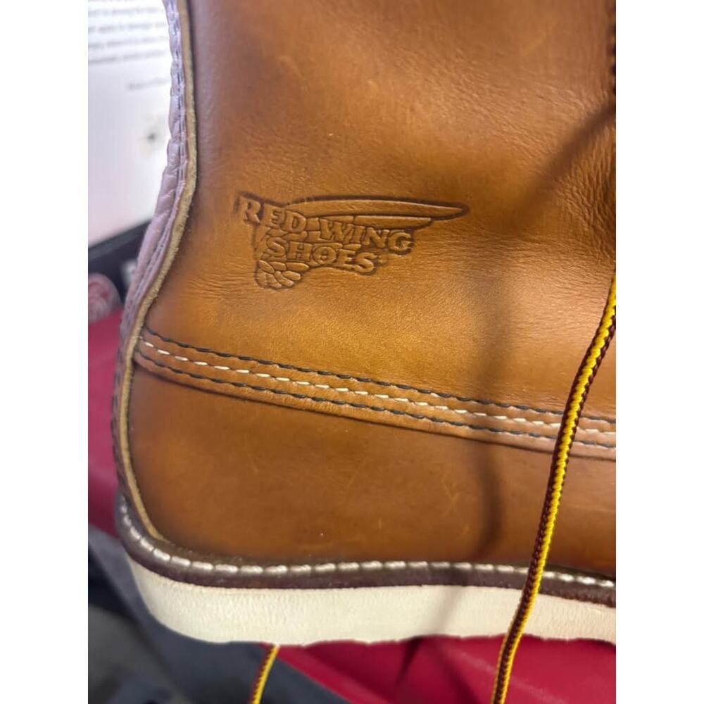 Vtg Red Wing Boots 10.5C Leather Moc Toe 10877 8” Heritage Made in USA New FLAG - Picture 15 of 16